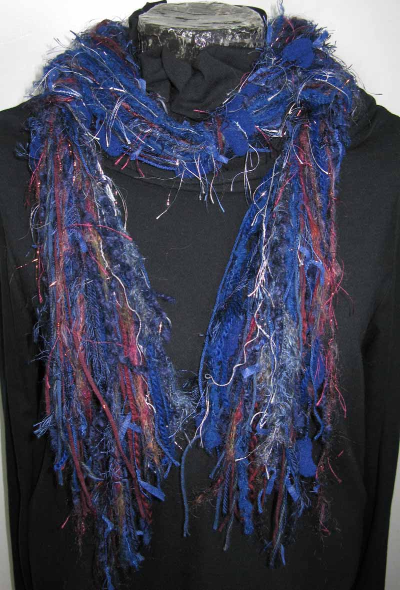 Knotted Fiber Scarf in Indigo Mood
